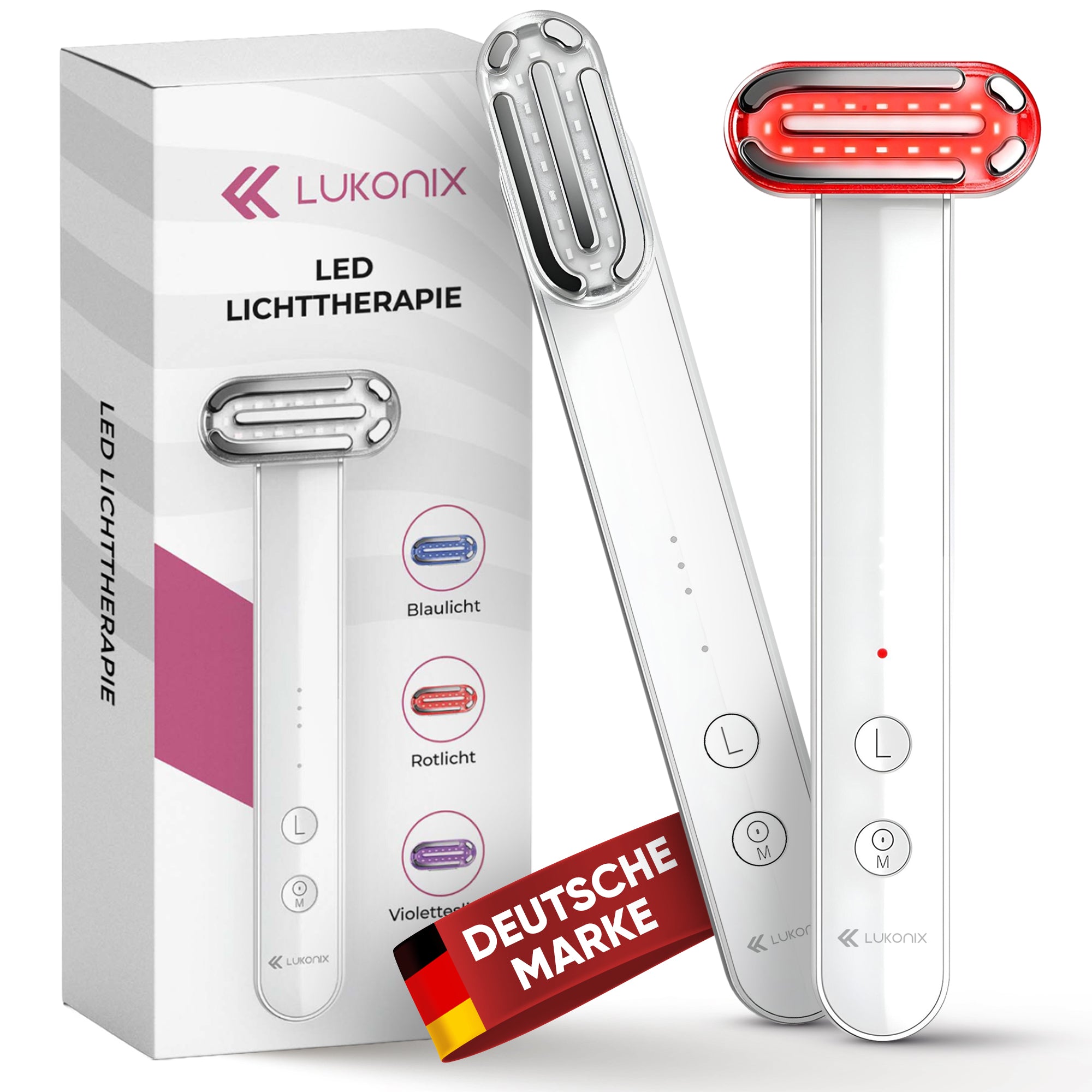 EMS 5-in-1 Lichttherapie Gesichtsmassagegerät – Anti-Falten & Face-Lifting Gerät mit Rot-, Blau- & Violettlicht