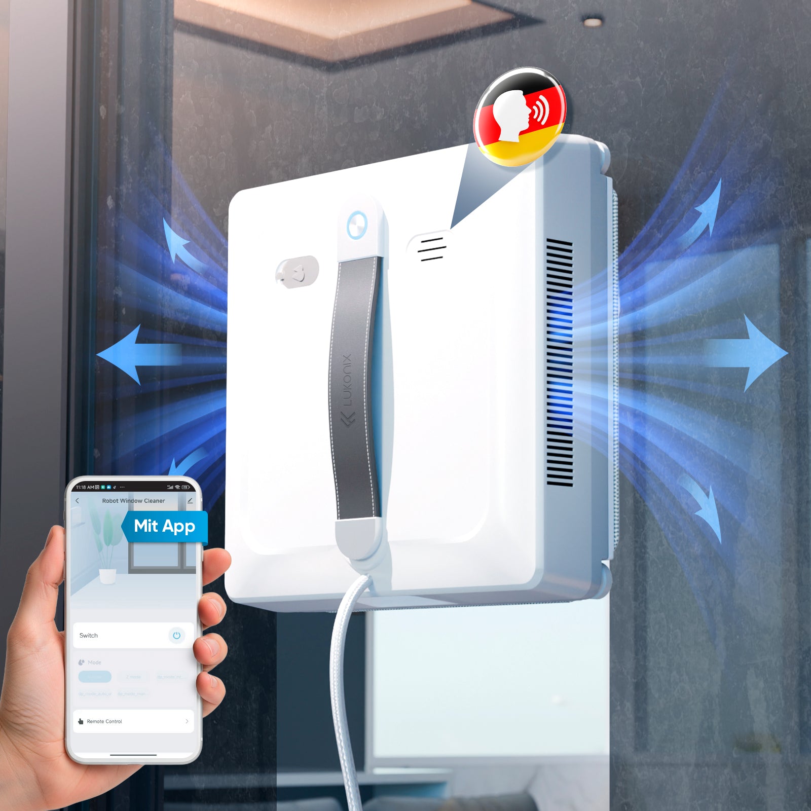 Elektrischer Fensterputzroboter mit App-Steuerung