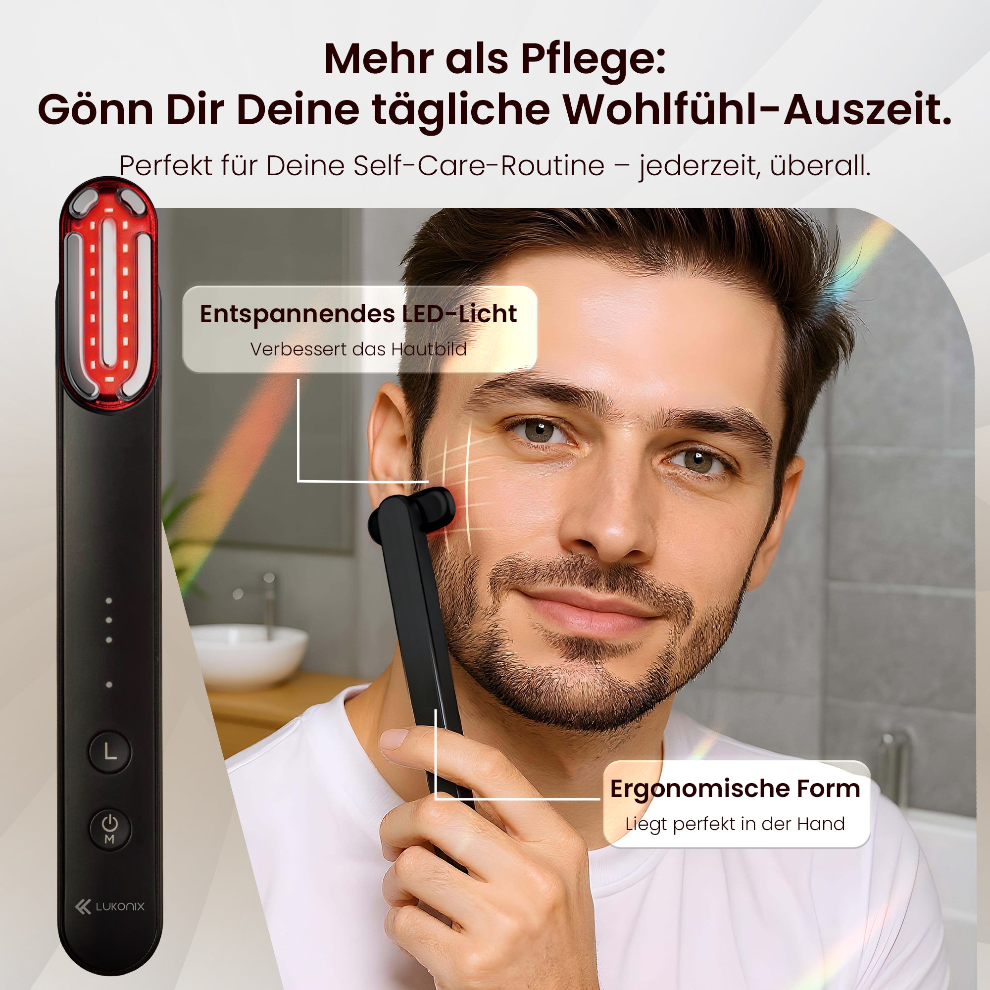 EMS 5-in-1 Lichttherapie Gesichtsmassagegerät – Anti-Falten & Face-Lifting Gerät mit Rot-, Blau- & Violettlicht