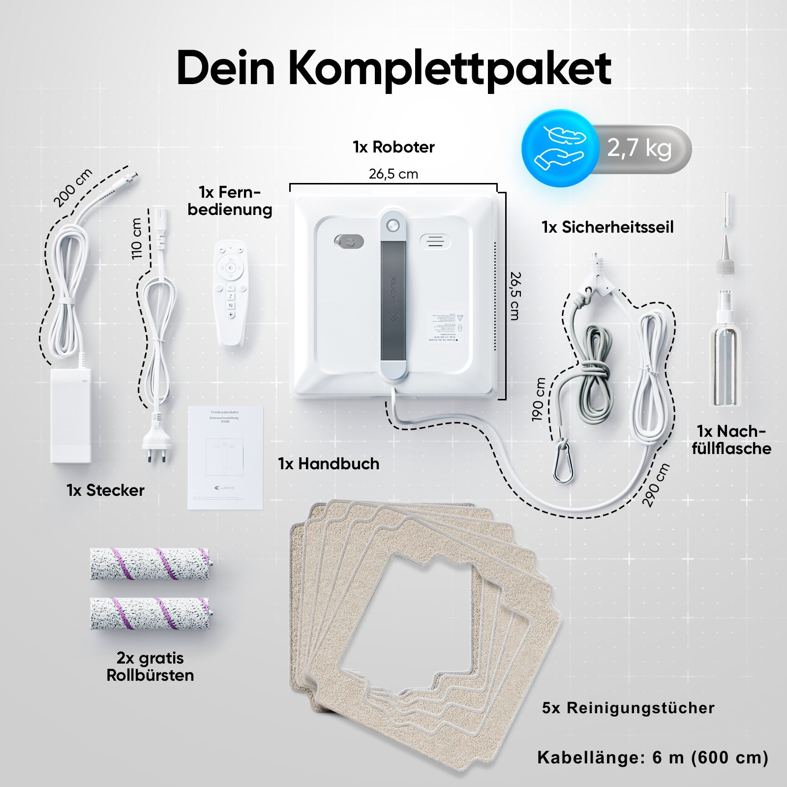 Elektrischer Fensterputzroboter mit App-Steuerung