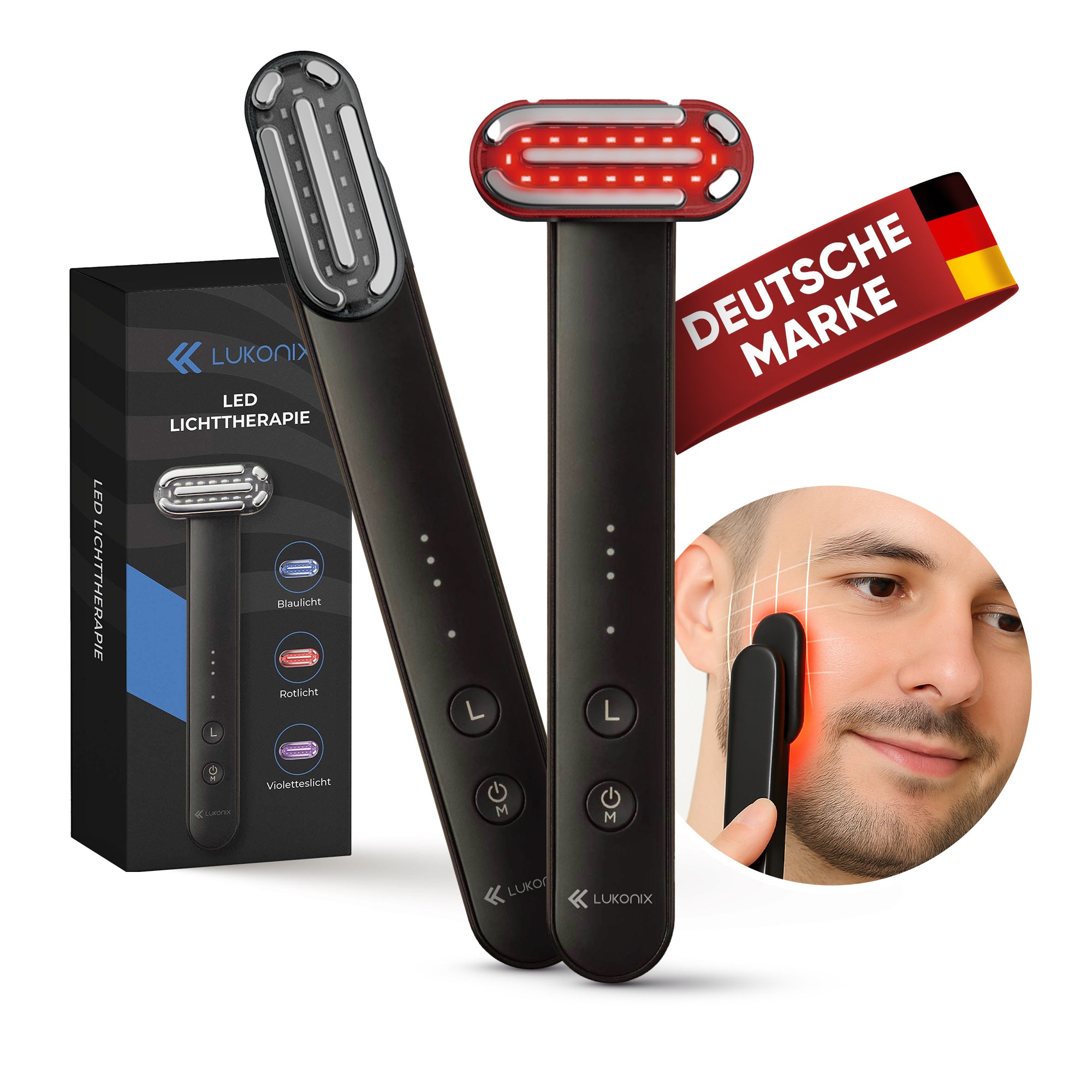 EMS 5-in-1 Lichttherapie Gesichtsmassagegerät – Anti-Falten & Face-Lifting Gerät mit Rot-, Blau- & Violettlicht