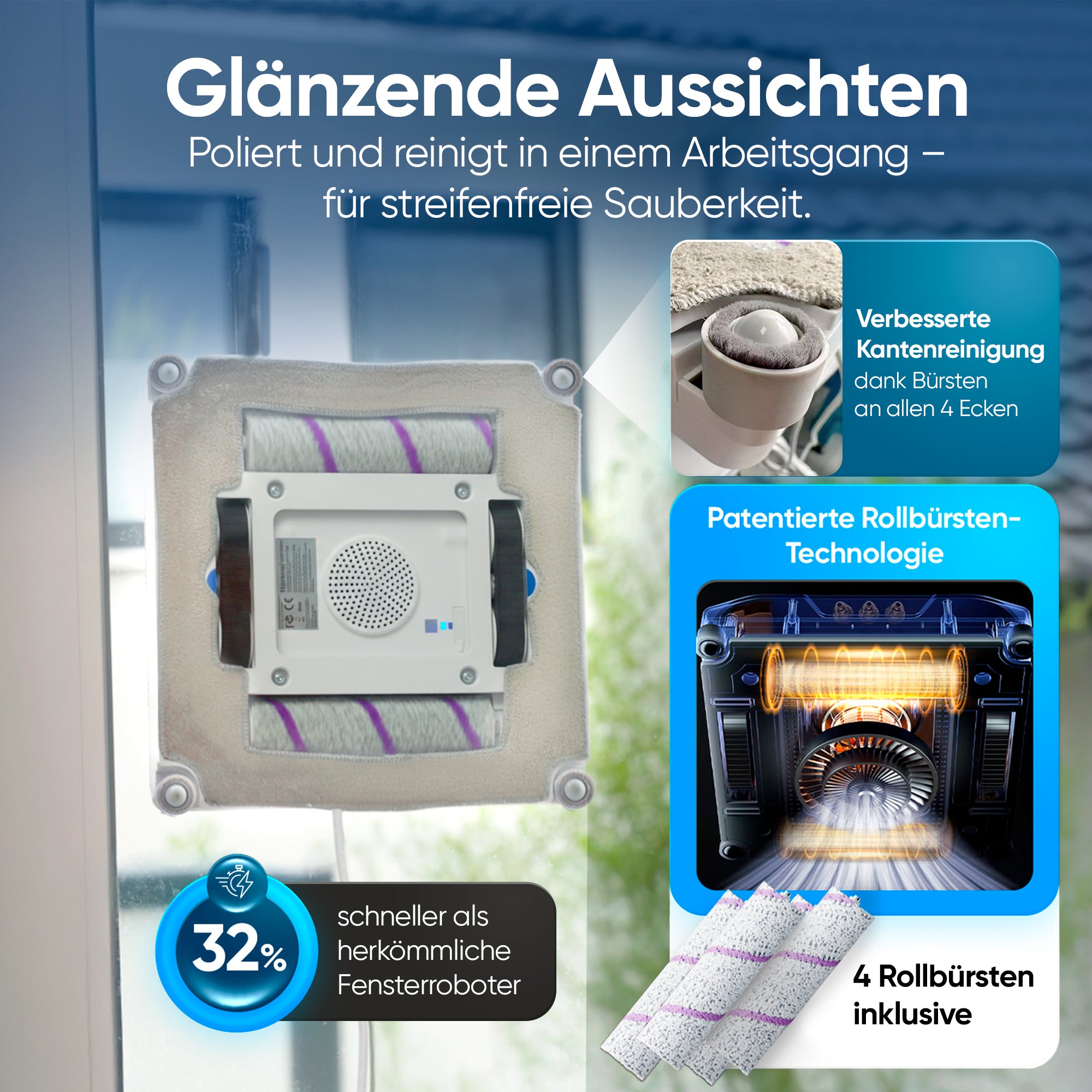 Fensterputzroboter mit App & Sprühfunktion – streifenfrei ohne Leiter