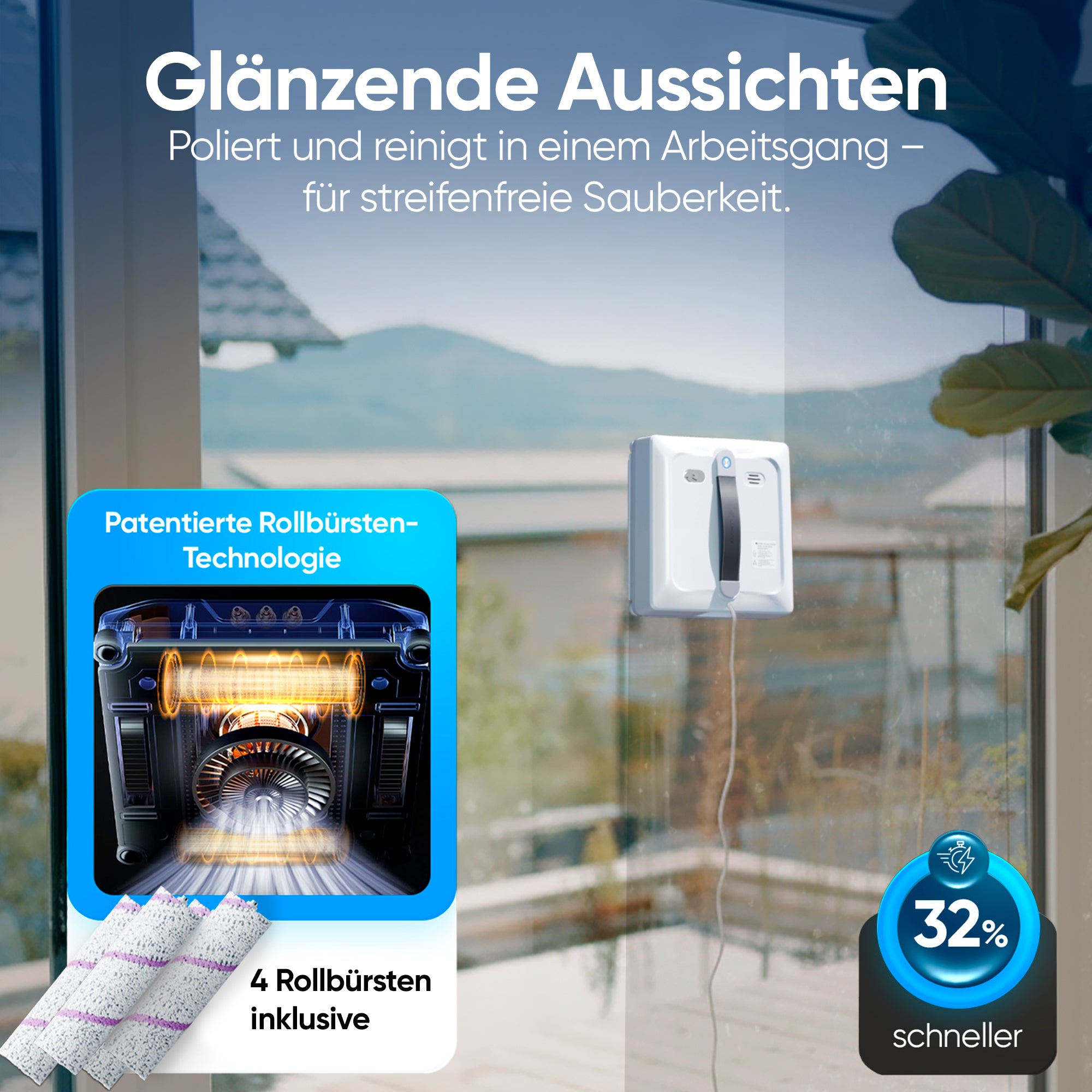 Fensterputzroboter mit App & Sprühfunktion – streifenfrei ohne Leiter