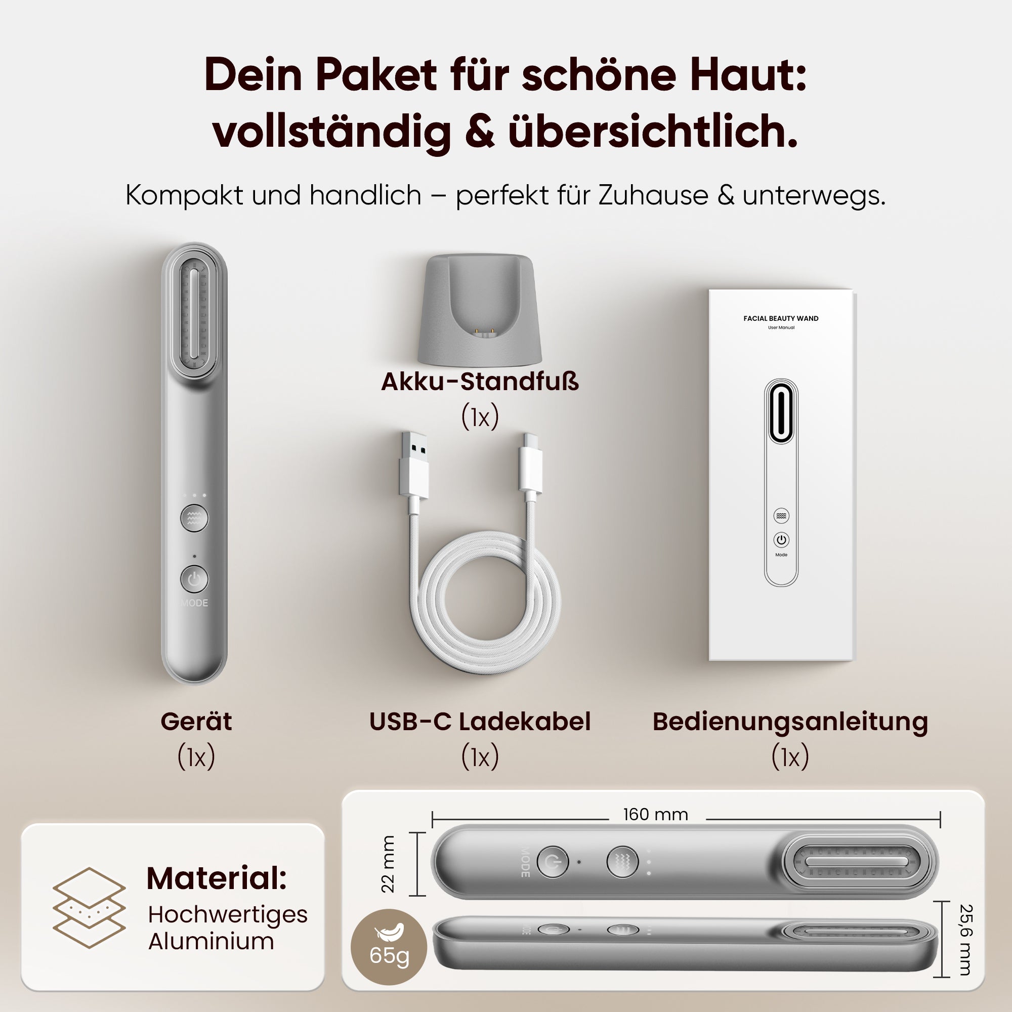 EMS 5-in-1 Lichttherapie Gesichtsmassagegerät mit Standfuss – Anti-Falten & Face-Lifting Gerät mit Rot-, Blau- & Violettlicht